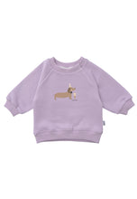 Lade das Bild in den Galerie-Viewer, Sweatshirt in flieder mit Print "Dackel": 98/104