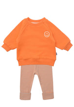 Lade das Bild in den Galerie-Viewer, 2tlg. Set mit Sweatshirt orange "Smiley" und Leggings: 98/104