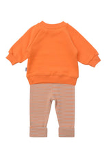 Lade das Bild in den Galerie-Viewer, 2tlg. Set mit Sweatshirt orange "Smiley" und Leggings: 98/104
