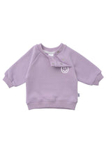 Lade das Bild in den Galerie-Viewer, 2tlg. Set mit Sweatshirt in flieder "Smiley" und geringelter Leggings: 62/68
