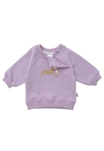 Lade das Bild in den Galerie-Viewer, Sweatshirt in flieder mit Print "Dackel": 86/92
