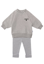 Load image into Gallery viewer, 2tlg. Set mit Sweatshirt in grau "amore" und Leggings: 74/80
