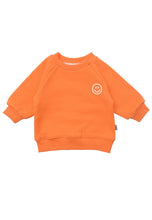 Lade das Bild in den Galerie-Viewer, 2tlg. Set mit Sweatshirt orange "Smiley" und Leggings: 98/104
