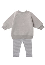 Load image into Gallery viewer, 2tlg. Set mit Sweatshirt in grau "amore" und Leggings: 62/68
