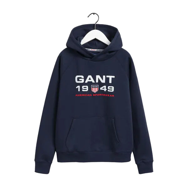 Retro Shield Hoodie - blau