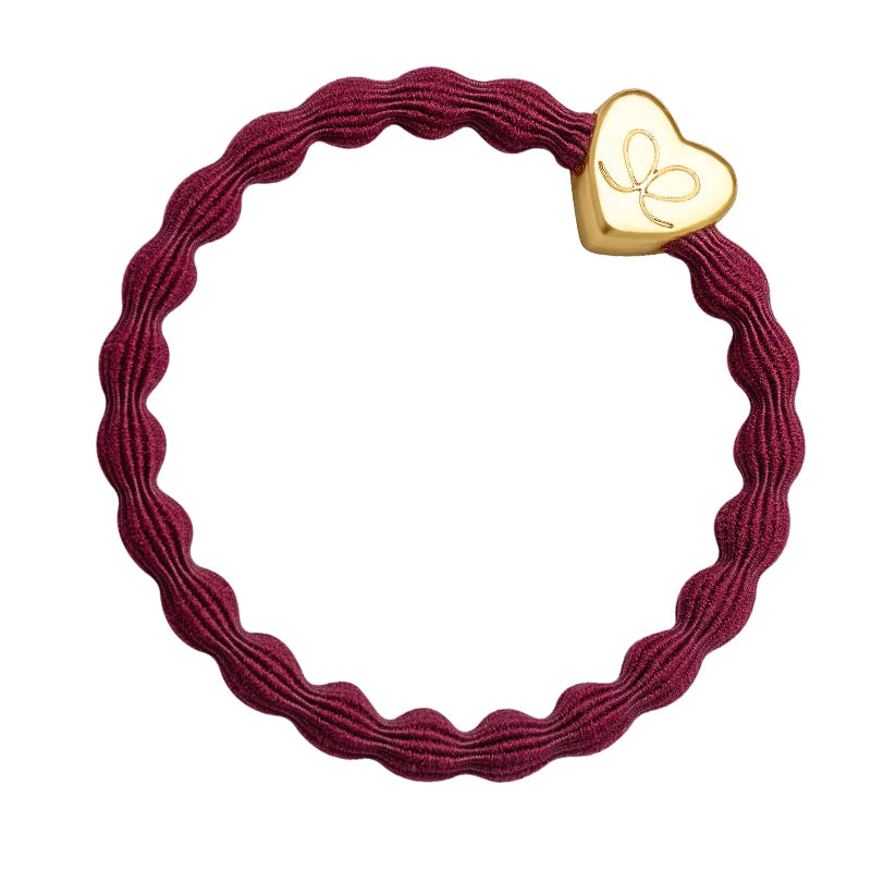 Bordeaux Haarband mit goldenem Herz