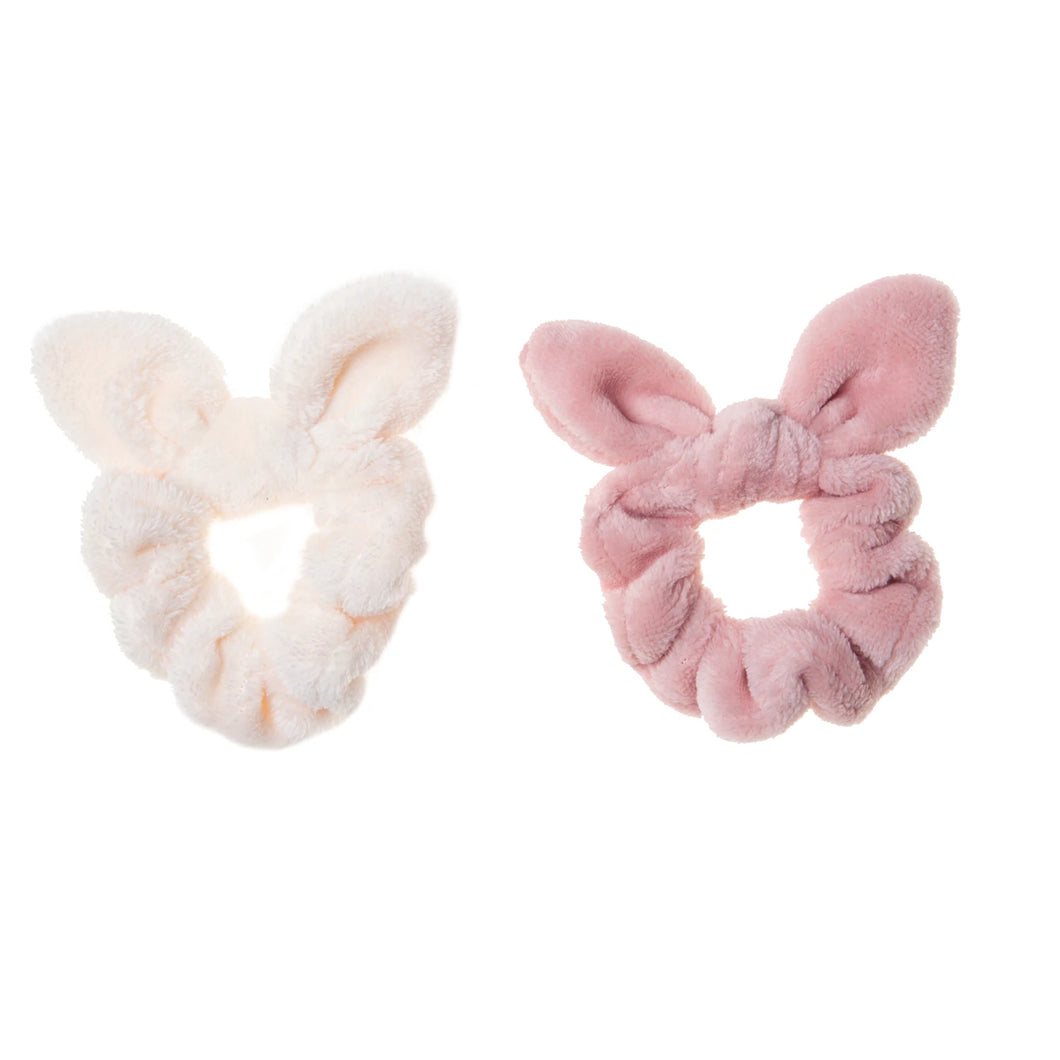 Fluffy Bunny Ears Scrunchie Set